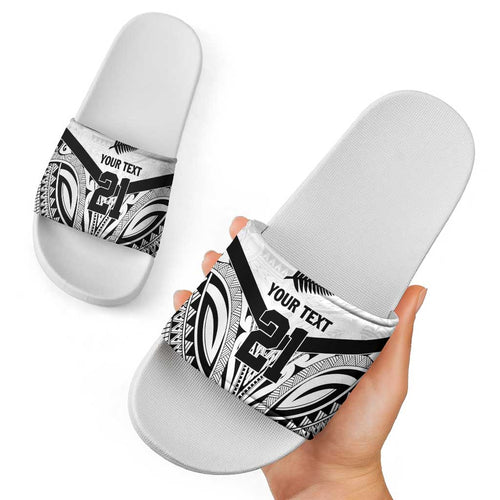 New Zealand Football Custom Slide Sandals All White Fern Go Champions - Aussie Hoodie