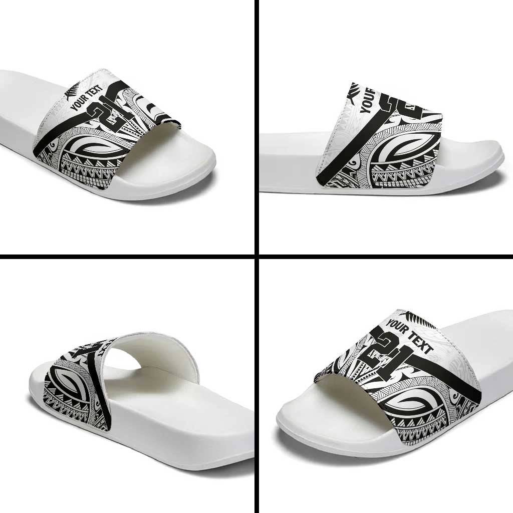 New Zealand Football Custom Slide Sandals All White Fern Go Champions - Aussie Hoodie