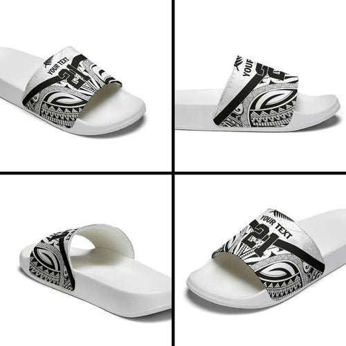 New Zealand Football Custom Slide Sandals All White Fern Go Champions - Aussie Hoodie