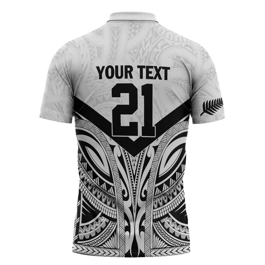 New Zealand Football Custom Zipper Polo Shirt All White Fern Go Champions - Aussie Hoodie