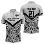 New Zealand Football Custom Zipper Polo Shirt All White Fern Go Champions - Aussie Hoodie