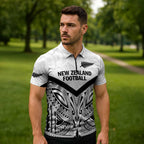New Zealand Football Custom Zipper Polo Shirt All White Fern Go Champions - Aussie Hoodie