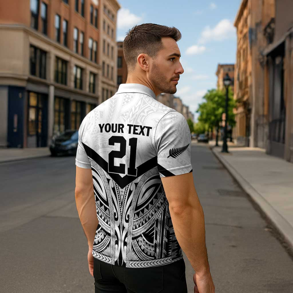 New Zealand Football Custom Zipper Polo Shirt All White Fern Go Champions - Aussie Hoodie