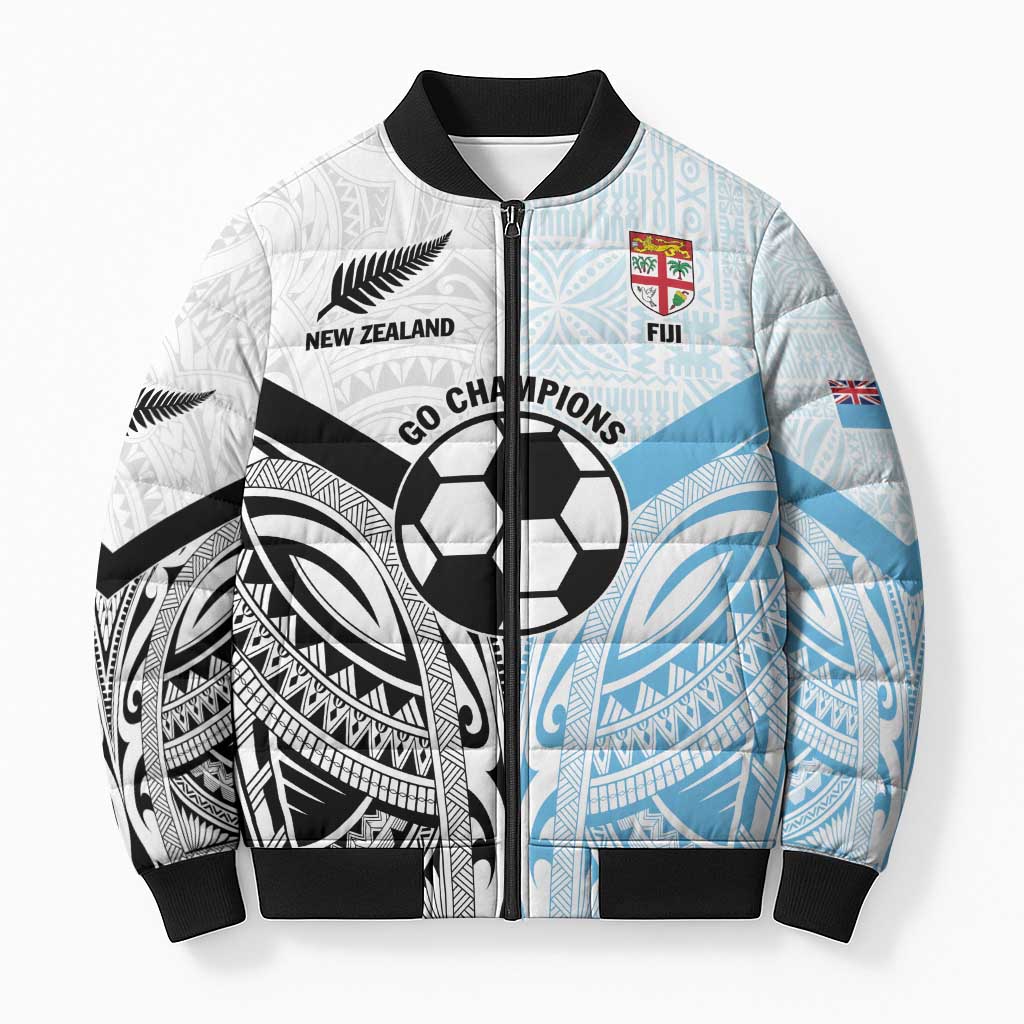 New Zealand-Fiji Football Custom Bomber Puffer Jacket Together Go Champions - Aussie Hoodie
