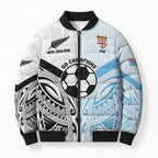 New Zealand-Fiji Football Custom Bomber Puffer Jacket Together Go Champions - Aussie Hoodie