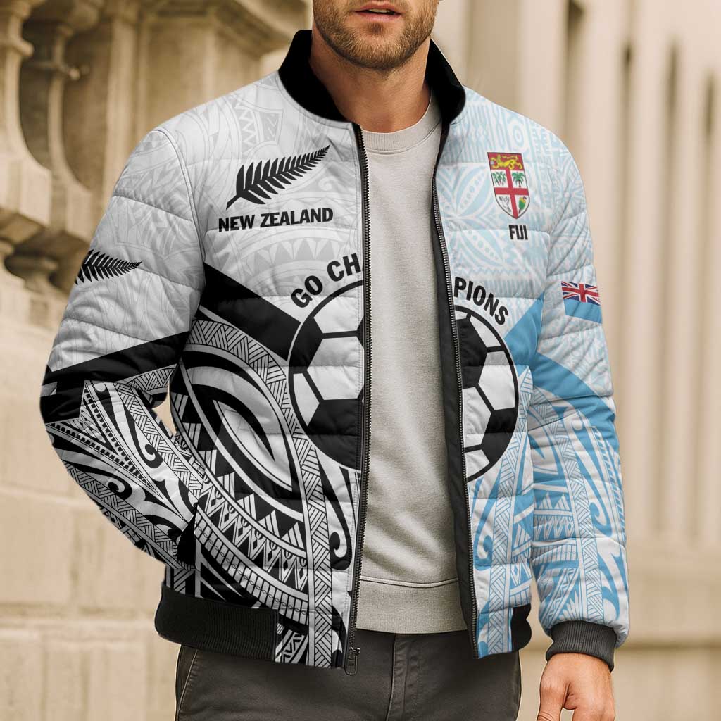 New Zealand-Fiji Football Custom Bomber Puffer Jacket Together Go Champions - Aussie Hoodie