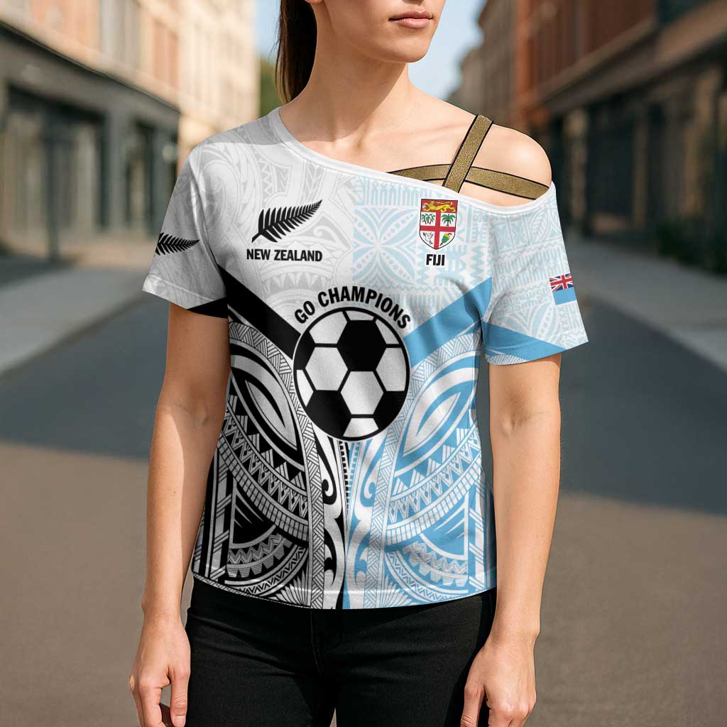 New Zealand-Fiji Football Custom Cross Shoulder Shirt Together Go Champions - Aussie Hoodie