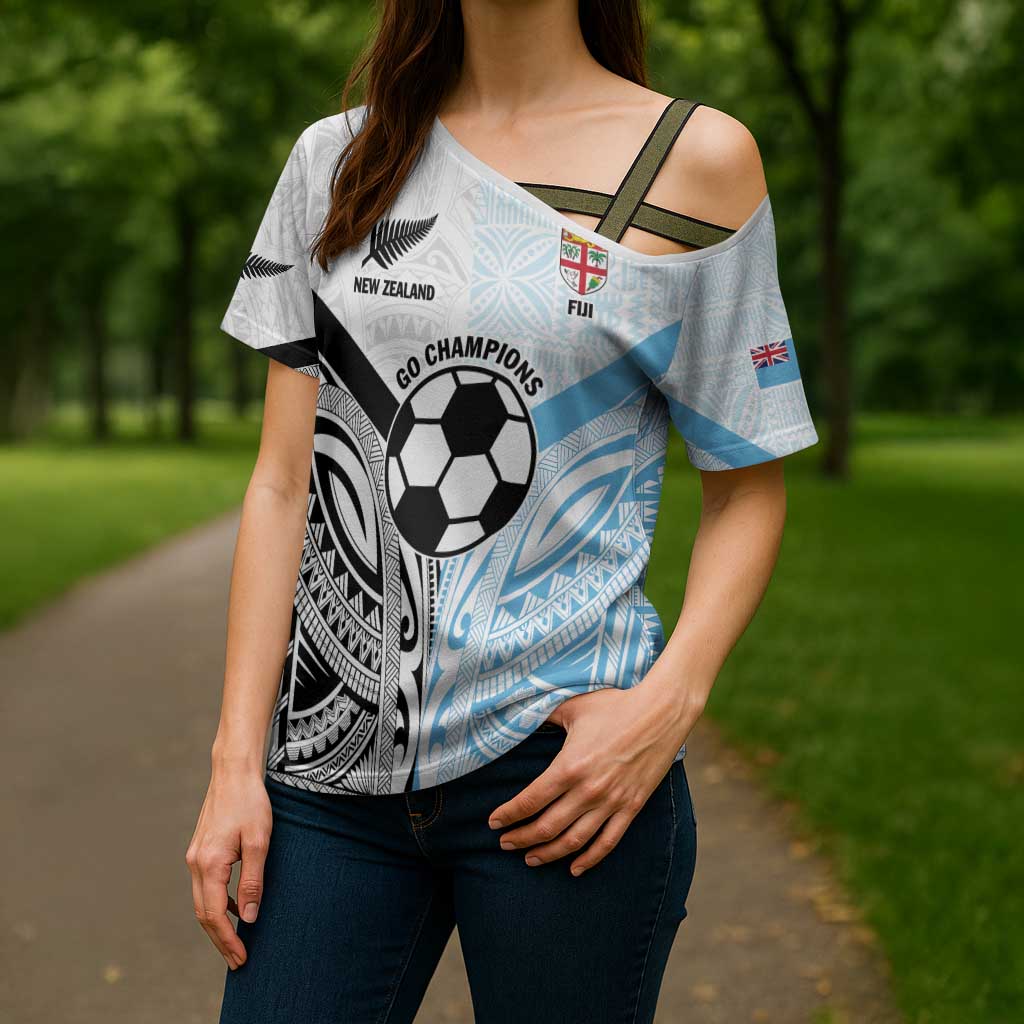 New Zealand-Fiji Football Custom Cross Shoulder Shirt Together Go Champions - Aussie Hoodie