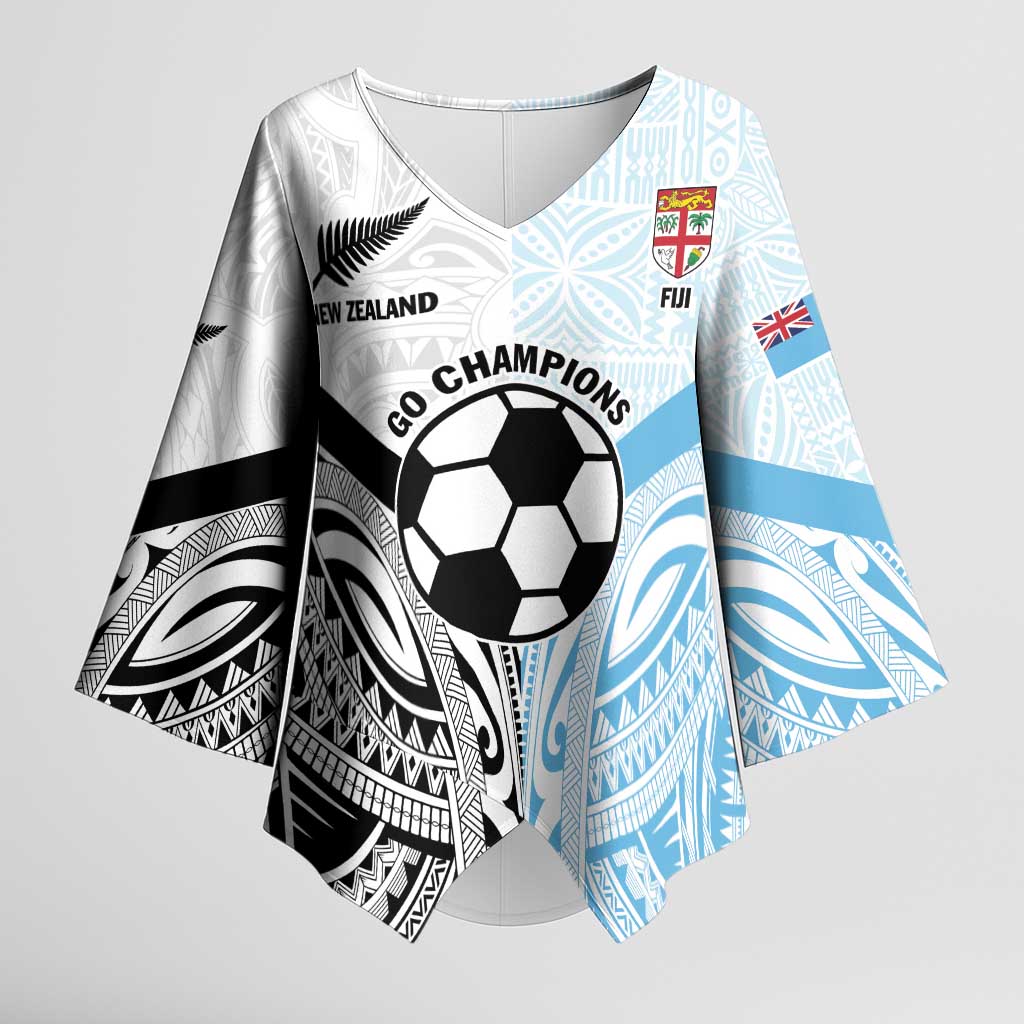 New Zealand-Fiji Football Custom Kimono Sleeve Blouse Together Go Champions - Aussie Hoodie