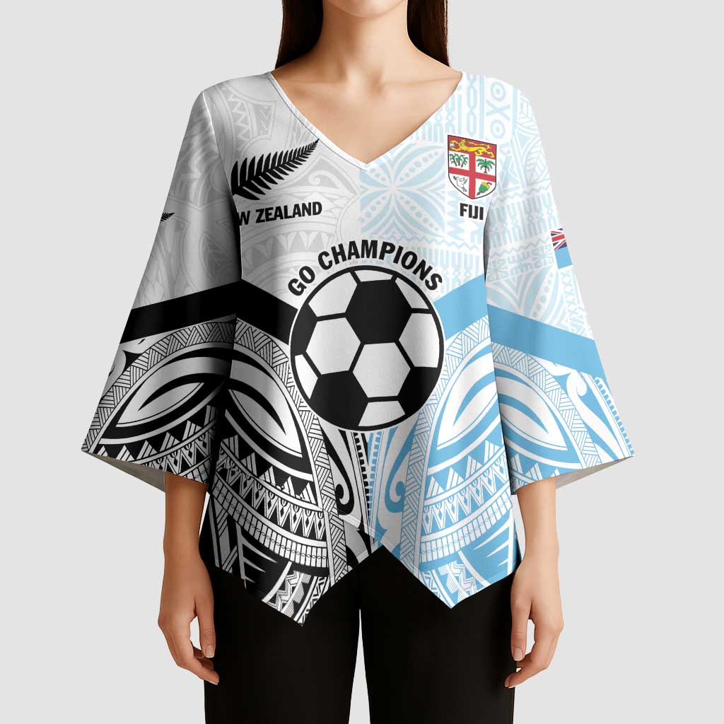 New Zealand-Fiji Football Custom Kimono Sleeve Blouse Together Go Champions - Aussie Hoodie