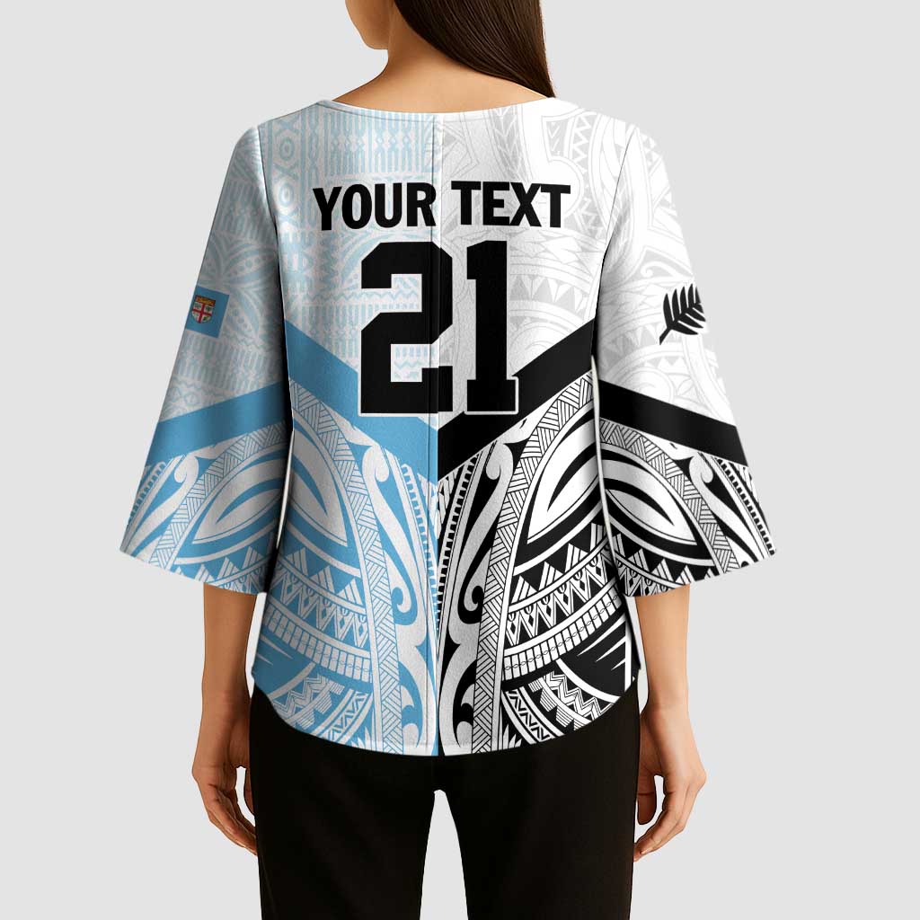 New Zealand-Fiji Football Custom Kimono Sleeve Blouse Together Go Champions - Aussie Hoodie