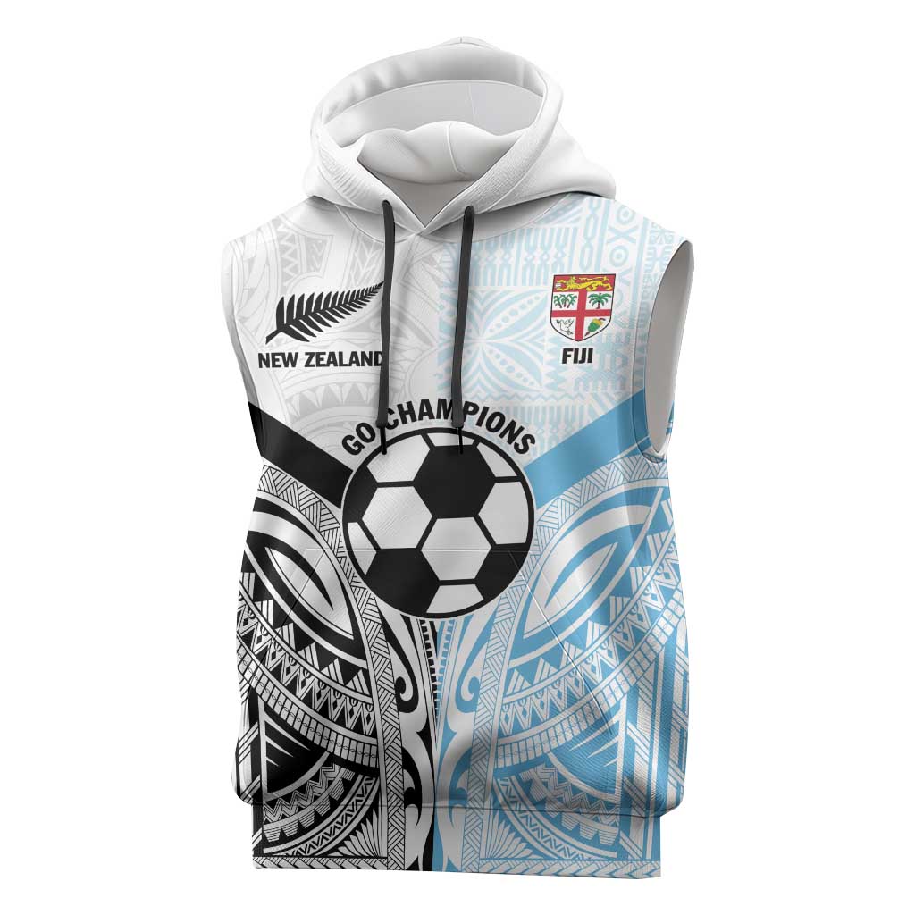 New Zealand-Fiji Football Custom Sleeveless Hoodie Together Go Champions - Aussie Hoodie