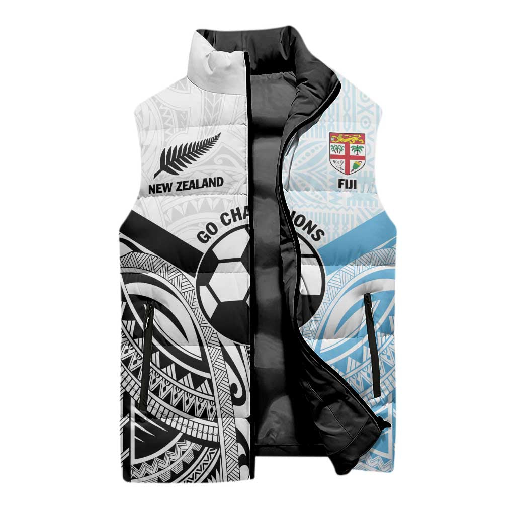 New Zealand-Fiji Football Custom Sleeveless Puffer Jacket Together Go Champions - Aussie Hoodie