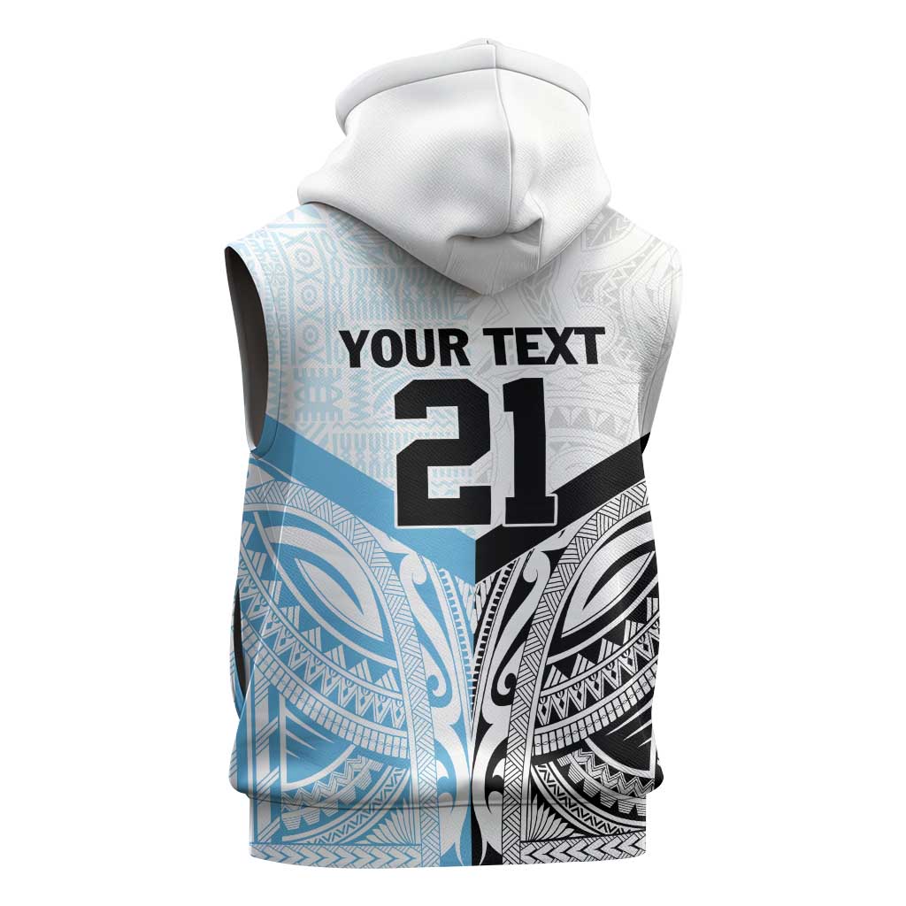 New Zealand-Fiji Football Custom Sleeveless Zip Hoodie Together Go Champions - Aussie Hoodie