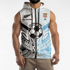 New Zealand-Fiji Football Custom Sleeveless Zip Hoodie Together Go Champions LT9