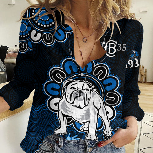 (Custom Personalised) NRL Canterbury-Bankstown Bulldogs Rugby Berries 1935 Aboriginal No2 Women Casual Shirt LT9