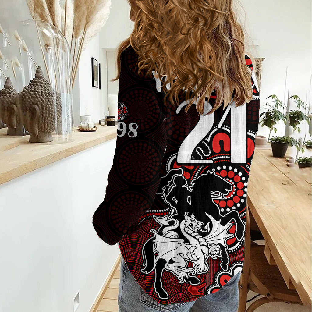 (Custom Personalised) NRL St. George Illawarra Dragons Rugby Saints 1998 Aboriginal Women Casual Shirt LT9
