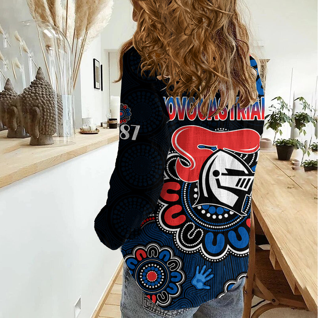 NRL Newcastle Knights Rugby Novocastrians 1987 Aboriginal Women Casual Shirt LT9
