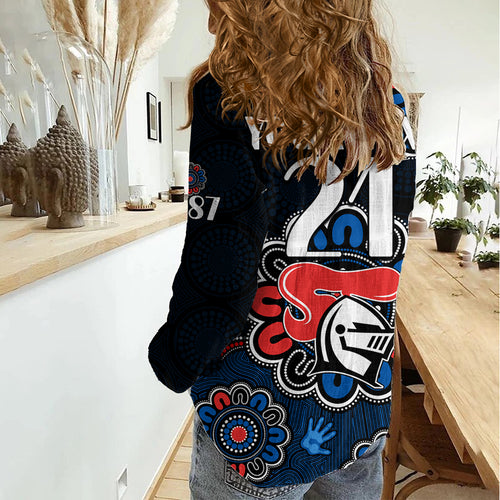 (Custom Personalised) NRL Newcastle Knights Rugby Novocastrians 1987 Aboriginal Women Casual Shirt LT9