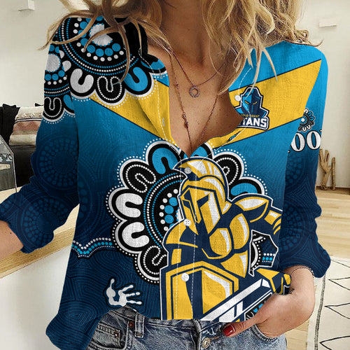 NRL Gold Coast Titans Rugby GLD 2007 Aboriginal Women Casual Shirt LT9