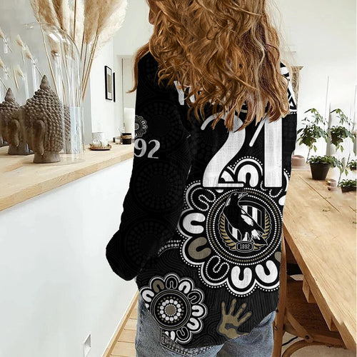 (Custom Personalised) AFL Collingwood Magpies Football Magpies 1892 Women Casual Shirt LT9