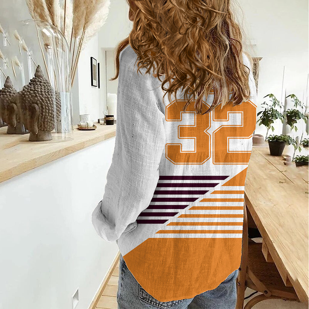 (Custom Text And Number) 2023 Brisbane Broncos NRL Women Casual Shirt No1 LT9