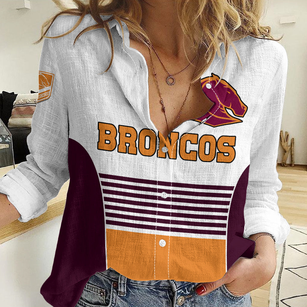 (Custom Text And Number) 2023 Brisbane Broncos NRL Women Casual Shirt No2 LT9