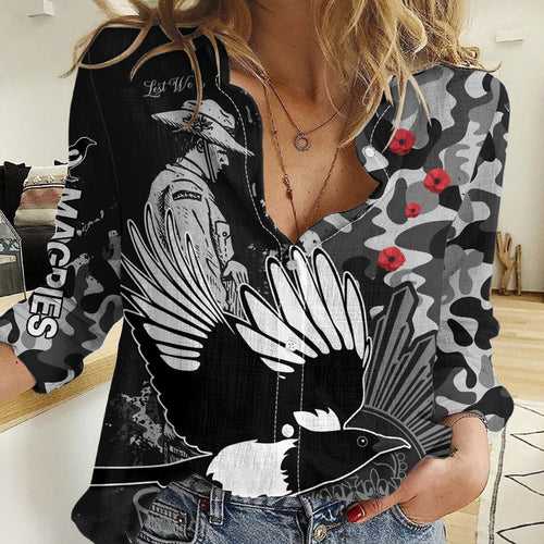 AFL ANZAC 2023 Magpies Women Casual Shirt Camouflage LT9