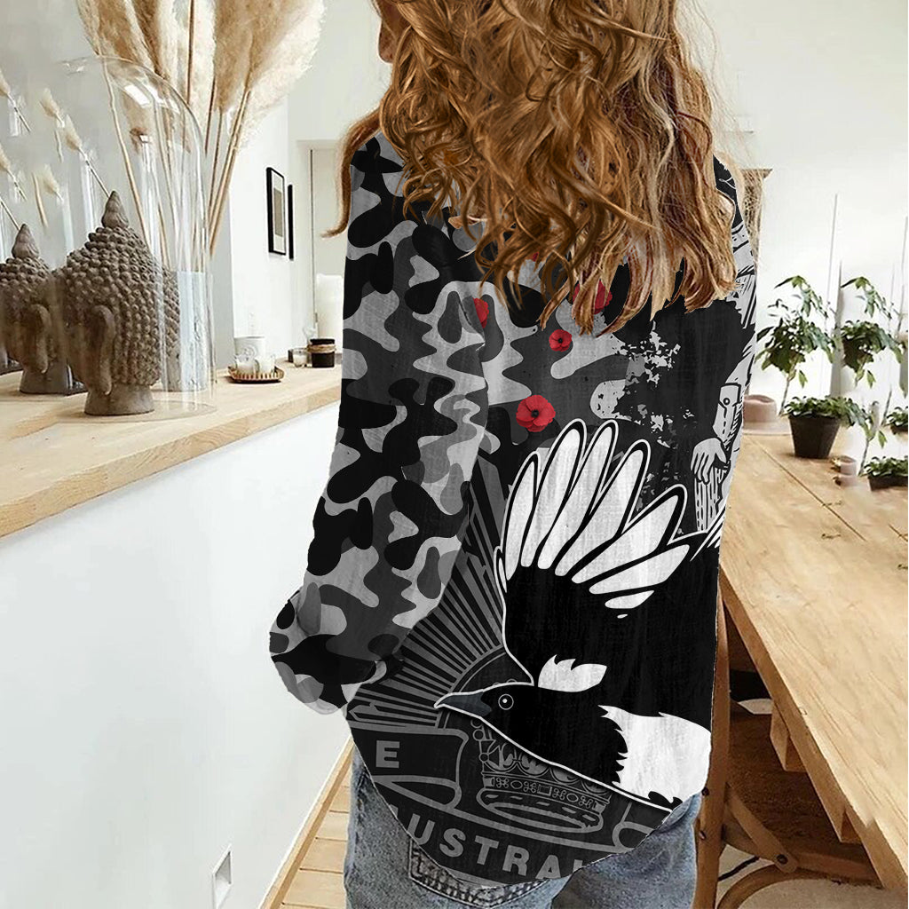 AFL ANZAC 2023 Magpies Women Casual Shirt Camouflage LT9