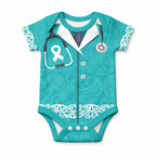 New Zealand Nurses Week Baby Onesie Maori Kowhaiwhai Cyan Tribal