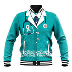 New Zealand Nurses Week Baseball Jacket Maori Kowhaiwhai Cyan Tribal