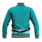 New Zealand Nurses Week Baseball Jacket Maori Kowhaiwhai Cyan Tribal