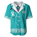 New Zealand Nurses Week Baseball Jersey Maori Kowhaiwhai Cyan Tribal