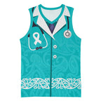 New Zealand Nurses Week Basketball Jersey Maori Kowhaiwhai Cyan Tribal