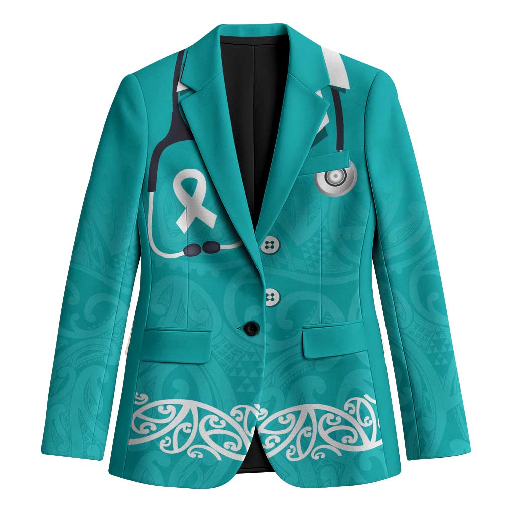 New Zealand Nurses Week Blazer Maori Kowhaiwhai Cyan Tribal