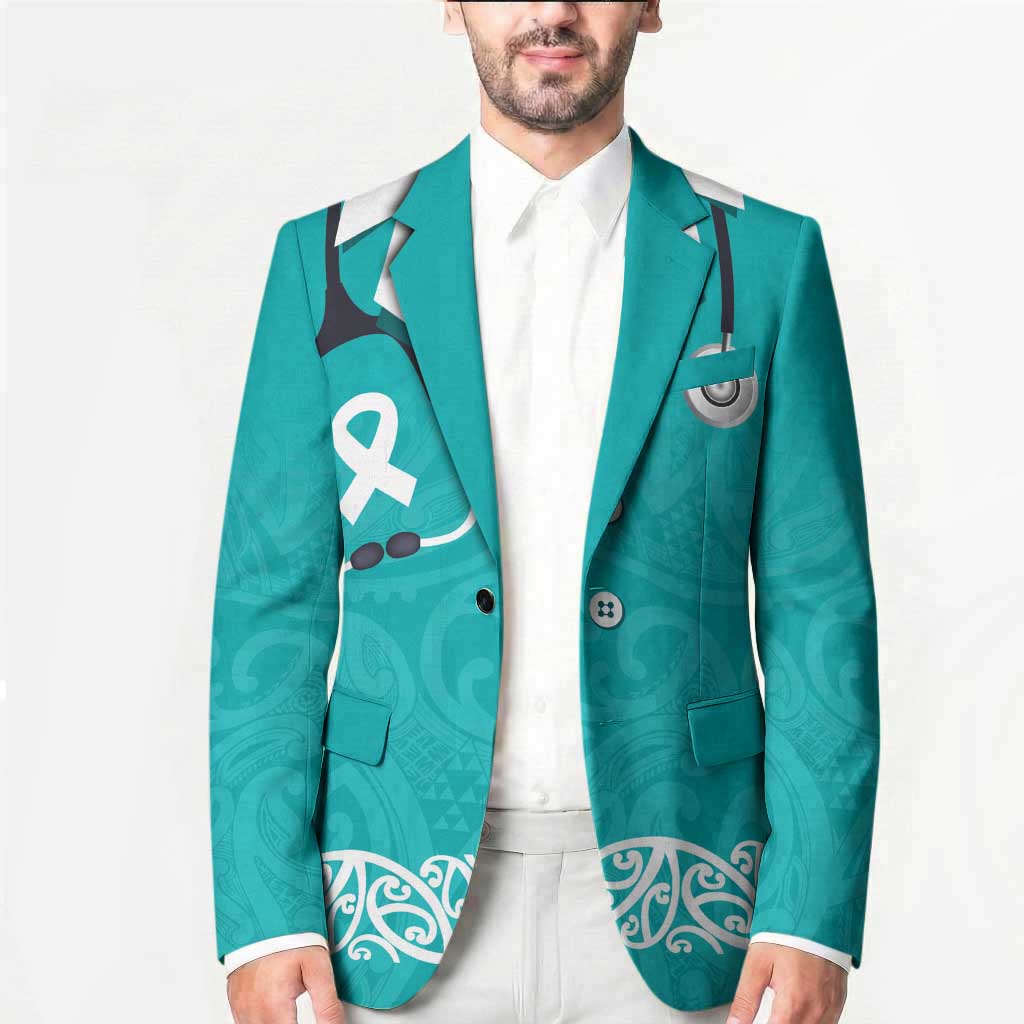 New Zealand Nurses Week Blazer Maori Kowhaiwhai Cyan Tribal