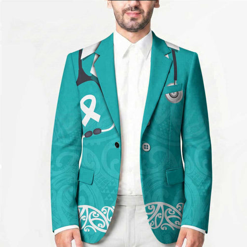 New Zealand Nurses Week Blazer Maori Kowhaiwhai Cyan Tribal