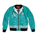 New Zealand Nurses Week Bomber Jacket Maori Kowhaiwhai Cyan Tribal