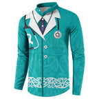 New Zealand Nurses Week Button Sweatshirt Maori Kowhaiwhai Cyan Tribal