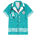 New Zealand Nurses Week Hawaiian Shirt Maori Kowhaiwhai Cyan Tribal