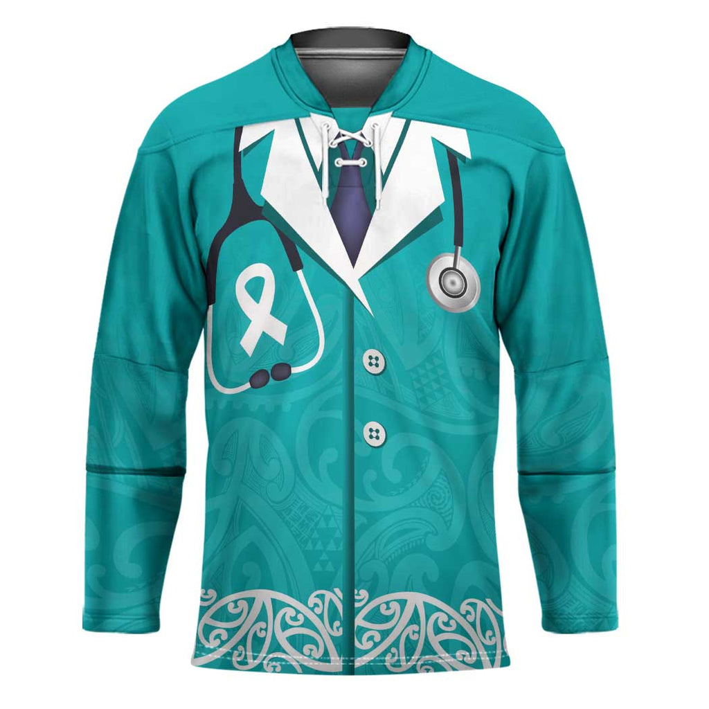 New Zealand Nurses Week Hockey Jersey Maori Kowhaiwhai Cyan Tribal