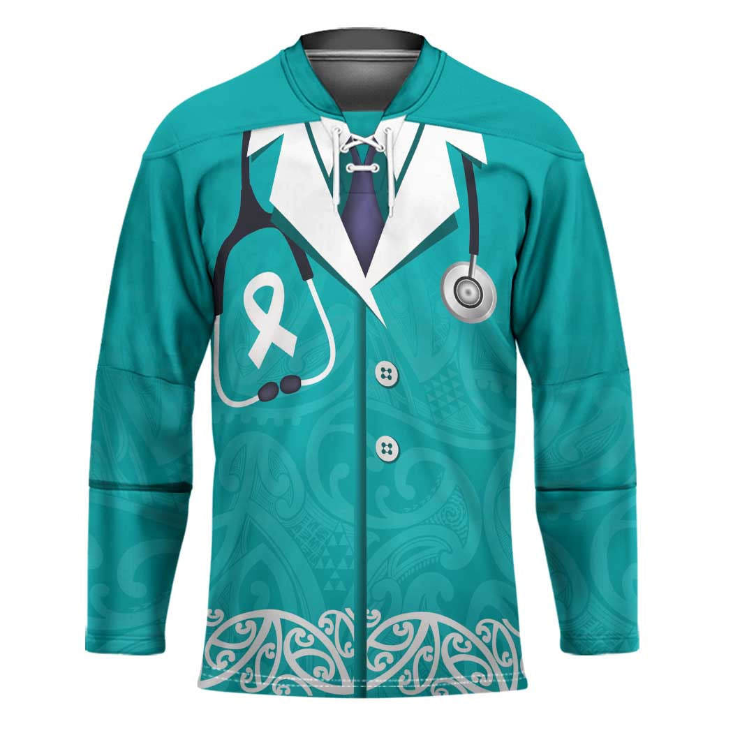 New Zealand Nurses Week Hockey Jersey Maori Kowhaiwhai Cyan Tribal
