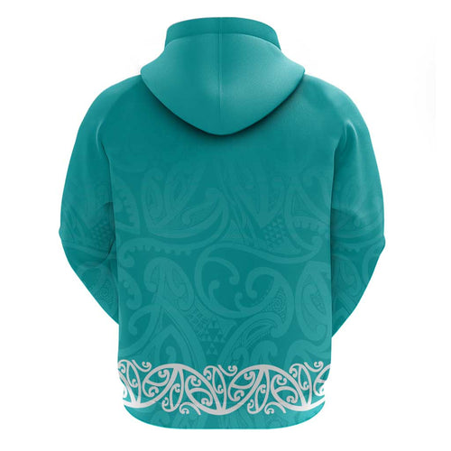 New Zealand Nurses Week Hoodie Maori Kowhaiwhai Cyan Tribal