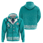 New Zealand Nurses Week Hoodie Maori Kowhaiwhai Cyan Tribal