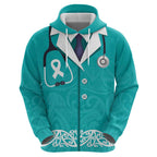 New Zealand Nurses Week Hoodie Maori Kowhaiwhai Cyan Tribal