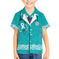 New Zealand Nurses Week Kid Hawaiian Shirt Maori Kowhaiwhai Cyan Tribal