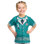 New Zealand Nurses Week Kid T Shirt Maori Kowhaiwhai Cyan Tribal