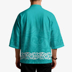 New Zealand Nurses Week Kimono Maori Kowhaiwhai Cyan Tribal