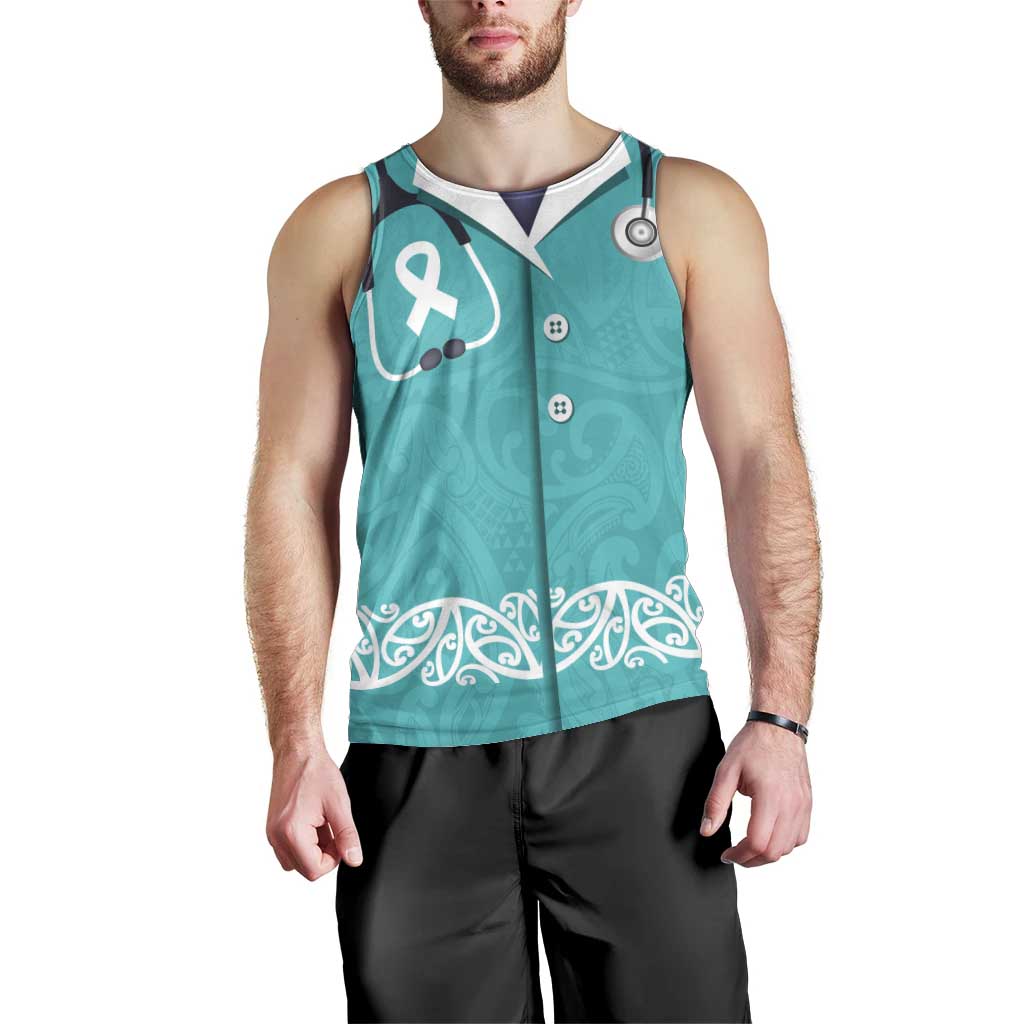 New Zealand Nurses Week Men Tank Top Maori Kowhaiwhai Cyan Tribal