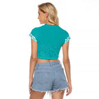 New Zealand Nurses Week Raglan Cropped T Shirt Maori Kowhaiwhai Cyan Tribal